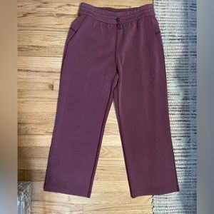 Softstream High-Rise Straight Leg Cropped Pants in Red Merlot